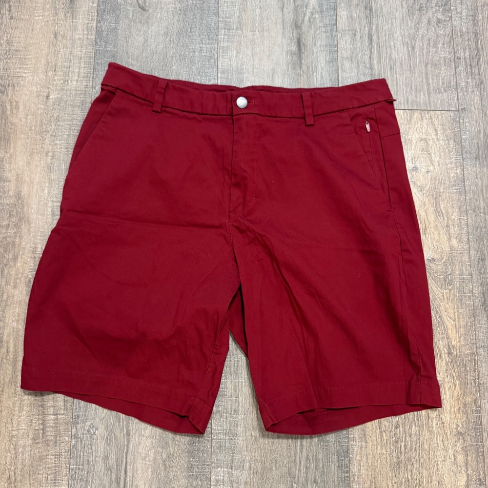 Lululemon Mens Commission Short Slim 9" Oxblood Red Chino Golf Shorts Size 34